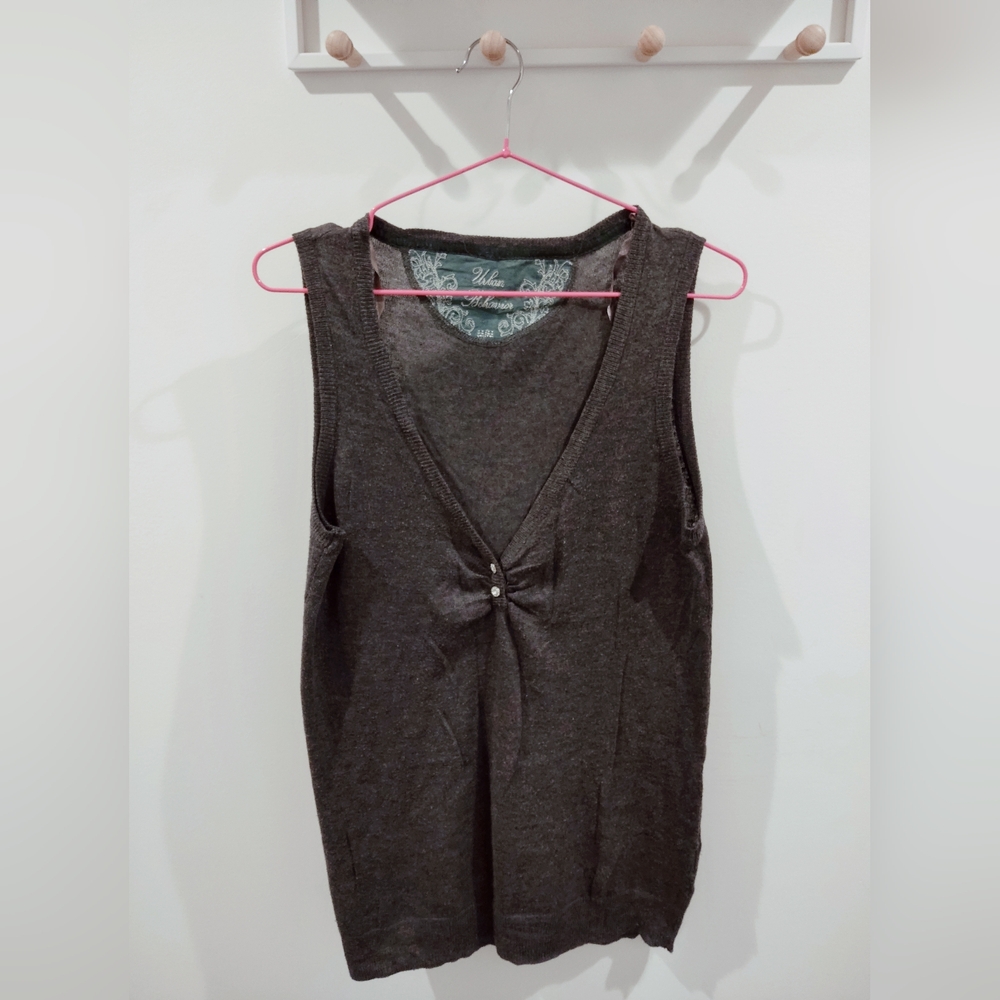 Urban Behavior Gray Sleeveless Tank Top with Tie Front